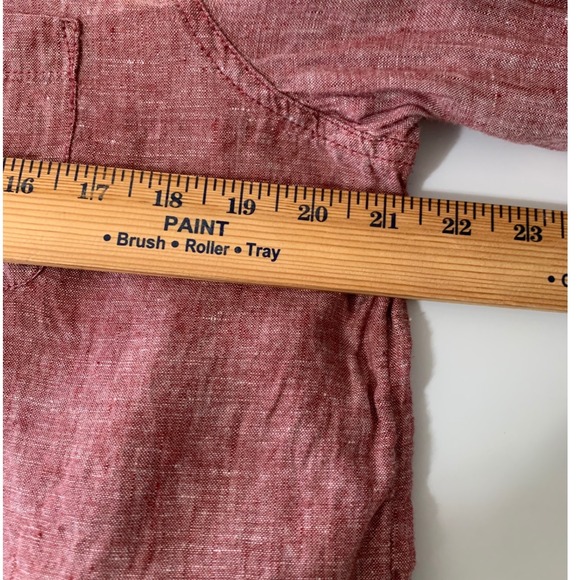 JONES NEW YORK Linen Tunic Shirt Red Size L Long Sleeve Flowy Whimsy Romantic - Picture 4 of 9